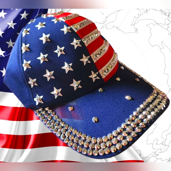 USA Rhinestone Baseball Cap - Picture 13 of 14